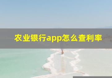 农业银行app怎么查利率