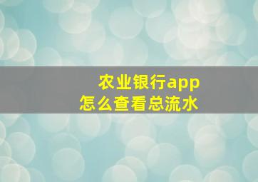 农业银行app怎么查看总流水