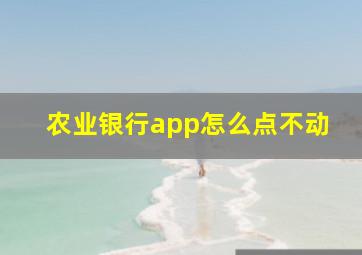 农业银行app怎么点不动