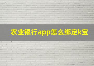 农业银行app怎么绑定k宝