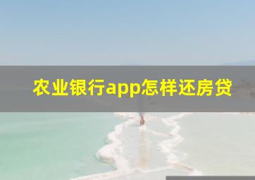 农业银行app怎样还房贷