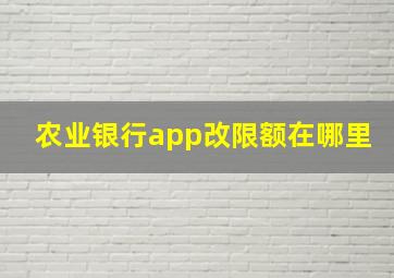 农业银行app改限额在哪里