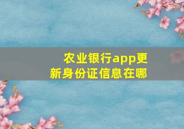 农业银行app更新身份证信息在哪