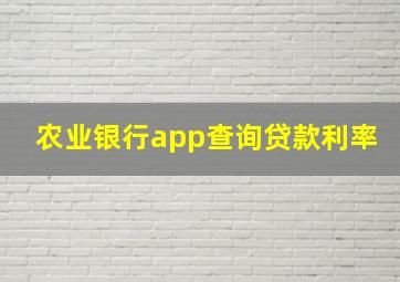 农业银行app查询贷款利率