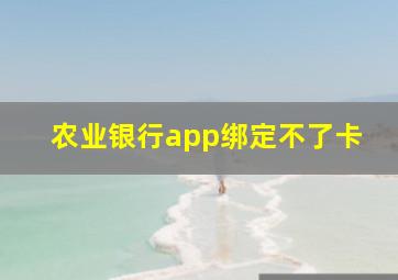 农业银行app绑定不了卡