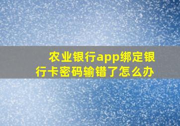 农业银行app绑定银行卡密码输错了怎么办