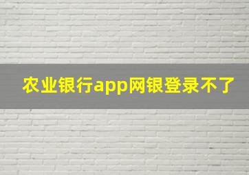 农业银行app网银登录不了