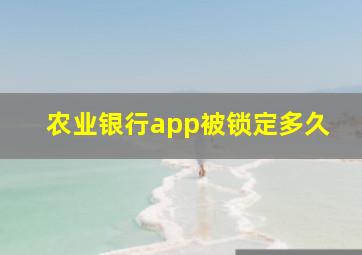 农业银行app被锁定多久