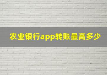 农业银行app转账最高多少