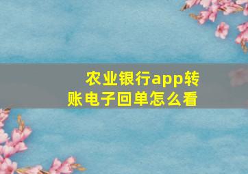 农业银行app转账电子回单怎么看