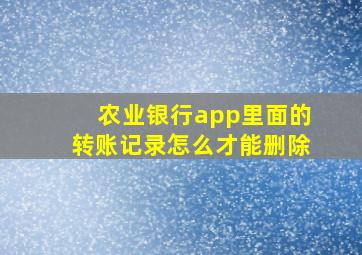 农业银行app里面的转账记录怎么才能删除