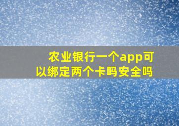 农业银行一个app可以绑定两个卡吗安全吗