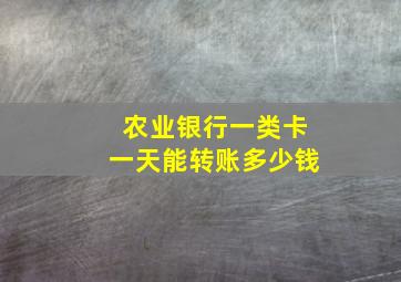 农业银行一类卡一天能转账多少钱