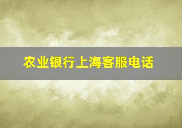 农业银行上海客服电话