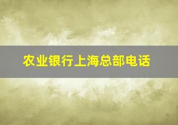 农业银行上海总部电话