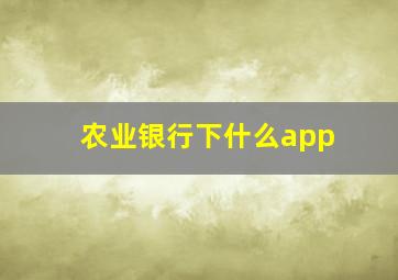 农业银行下什么app