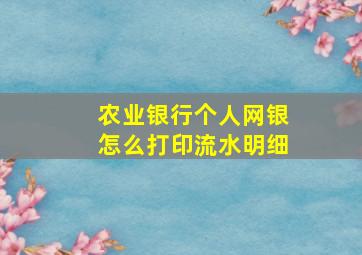 农业银行个人网银怎么打印流水明细