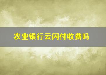 农业银行云闪付收费吗