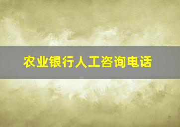 农业银行人工咨询电话