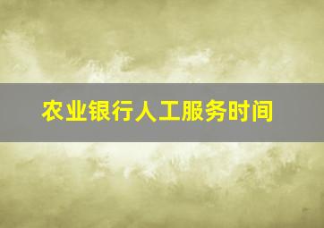 农业银行人工服务时间