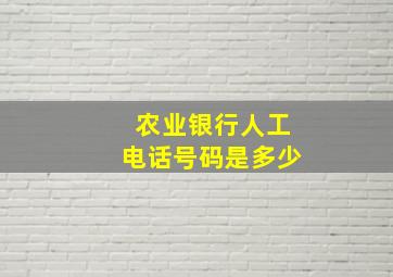 农业银行人工电话号码是多少