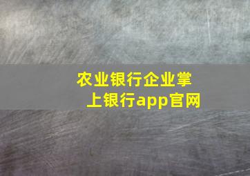 农业银行企业掌上银行app官网