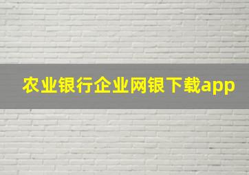 农业银行企业网银下载app