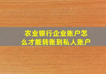 农业银行企业账户怎么才能转账到私人账户