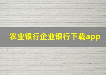 农业银行企业银行下载app