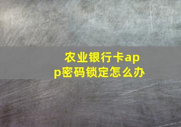 农业银行卡app密码锁定怎么办