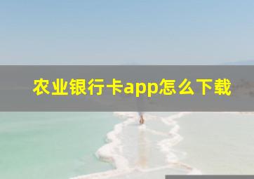 农业银行卡app怎么下载