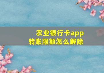 农业银行卡app转账限额怎么解除