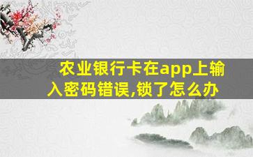 农业银行卡在app上输入密码错误,锁了怎么办