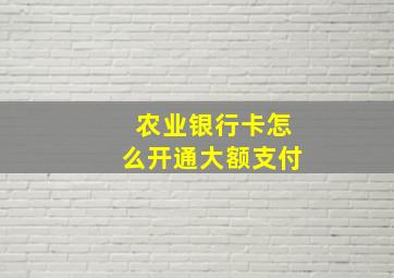 农业银行卡怎么开通大额支付