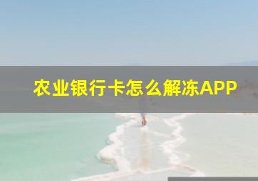 农业银行卡怎么解冻APP