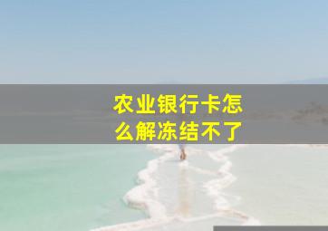 农业银行卡怎么解冻结不了