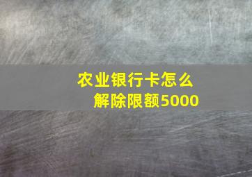 农业银行卡怎么解除限额5000