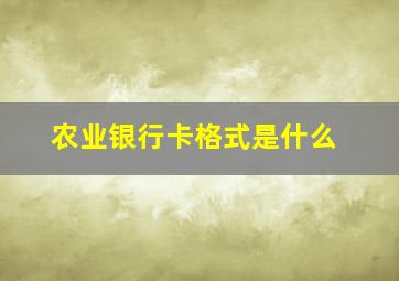 农业银行卡格式是什么