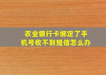 农业银行卡绑定了手机号收不到短信怎么办