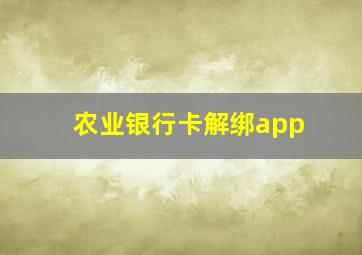 农业银行卡解绑app