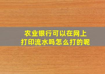 农业银行可以在网上打印流水吗怎么打的呢