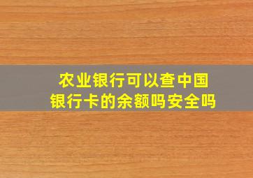 农业银行可以查中国银行卡的余额吗安全吗