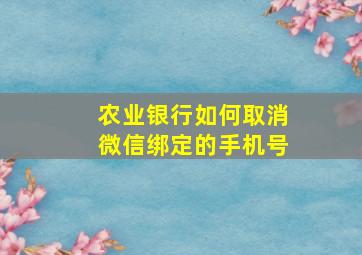 农业银行如何取消微信绑定的手机号