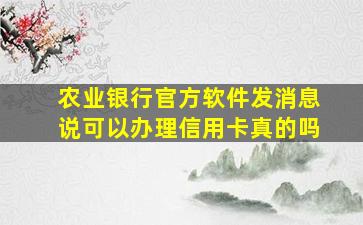 农业银行官方软件发消息说可以办理信用卡真的吗