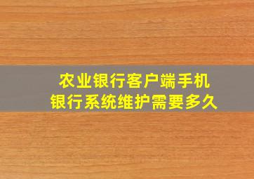 农业银行客户端手机银行系统维护需要多久