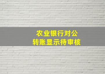 农业银行对公转账显示待审核