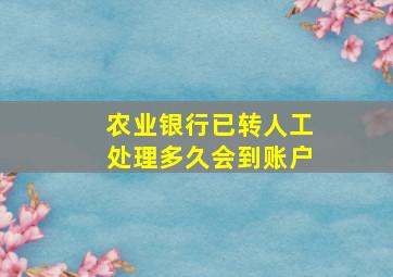 农业银行已转人工处理多久会到账户