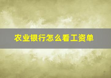 农业银行怎么看工资单