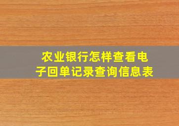 农业银行怎样查看电子回单记录查询信息表