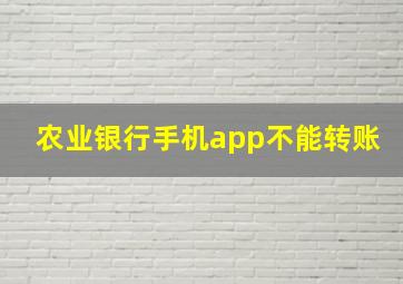 农业银行手机app不能转账